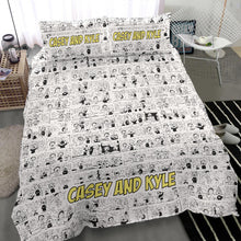 Load image into Gallery viewer, Casey and Kyle Comic Panel Bed Set (includes pillow cases and duvet cover)

